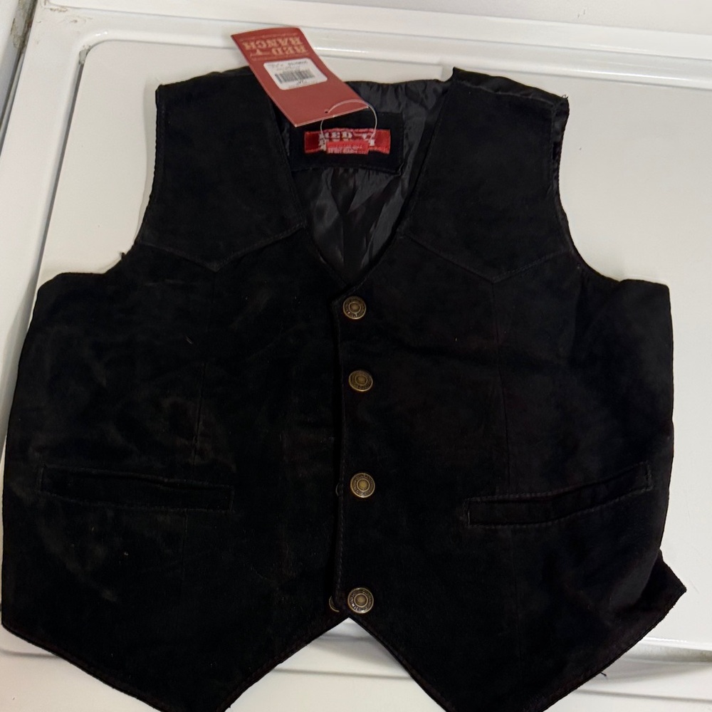 Boys' Black Suede Vest by Honey House